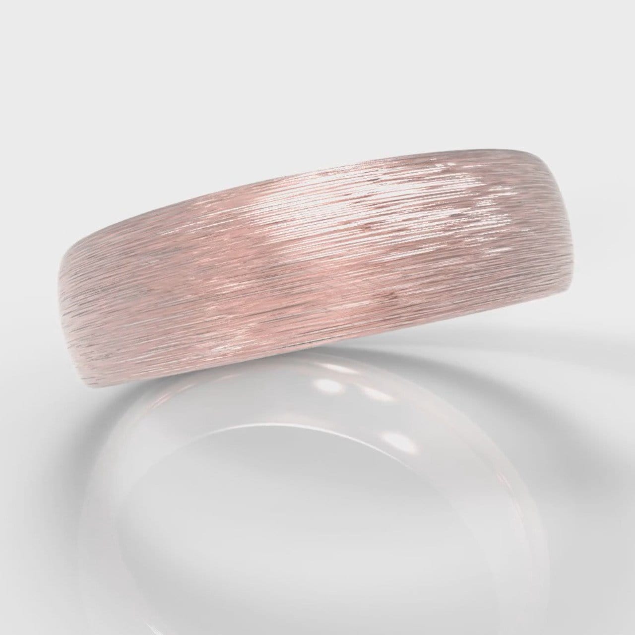 6mm Court Shaped Comfort Fit Brushed Wedding Ring - Rose Gold