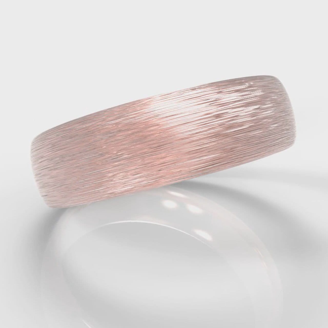 6mm Court Shaped Comfort Fit Brushed Wedding Ring - Rose Gold