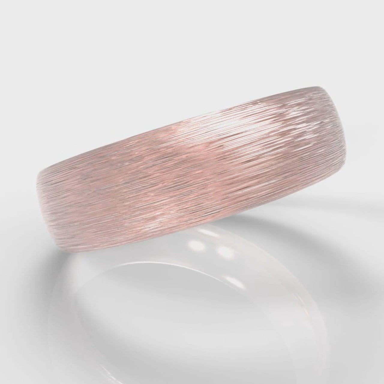 6mm Court Shaped Comfort Fit Brushed Wedding Ring - Rose Gold