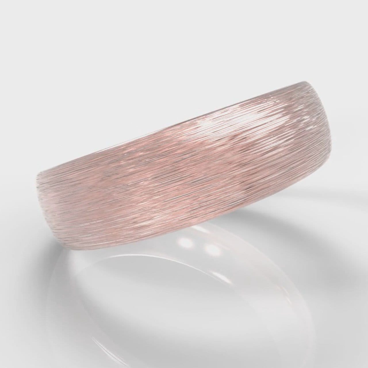 6mm Court Shaped Comfort Fit Brushed Wedding Ring - Rose Gold