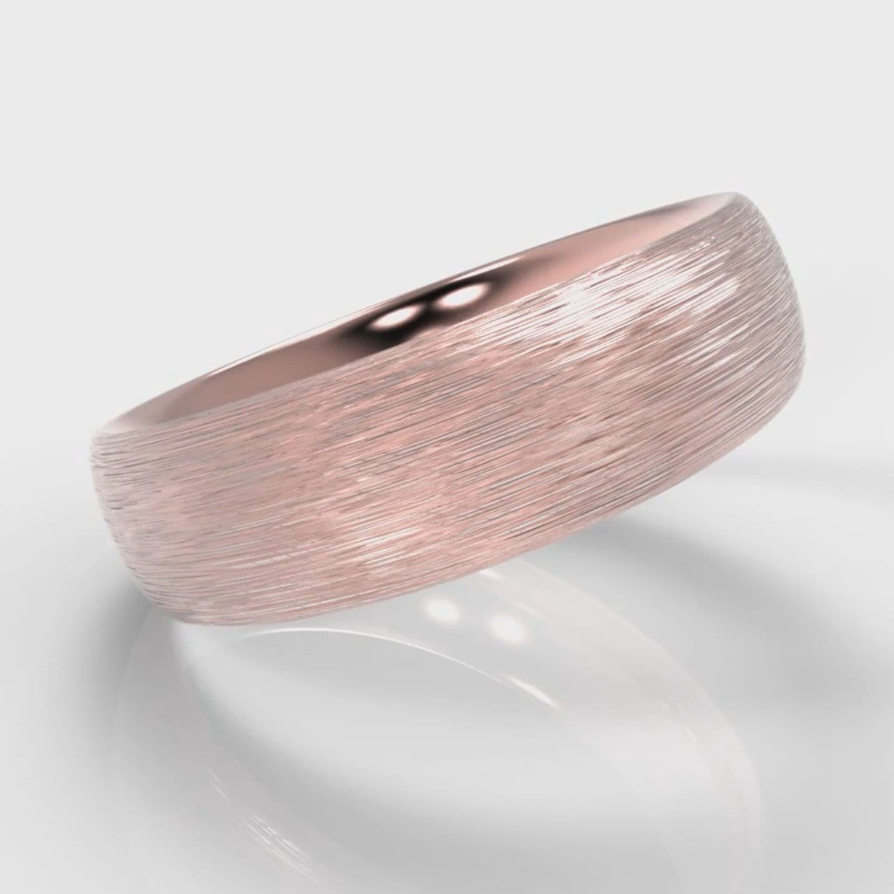 6mm Court Shaped Comfort Fit Brushed Wedding Ring - Rose Gold