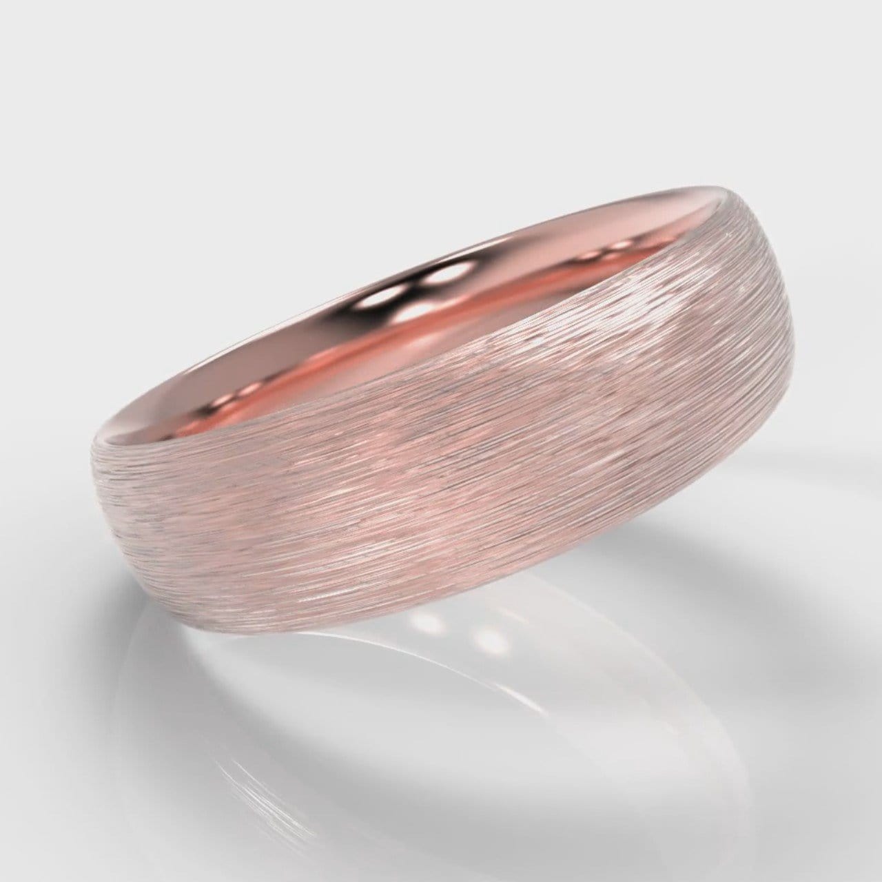 6mm Court Shaped Comfort Fit Brushed Wedding Ring - Rose Gold