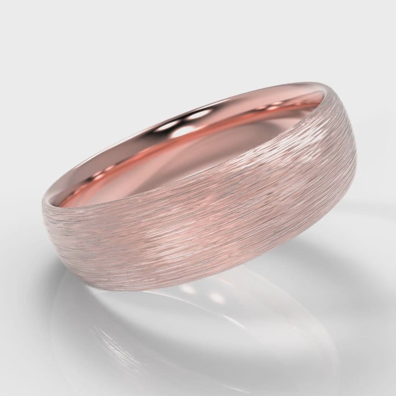 6mm Court Shaped Comfort Fit Brushed Wedding Ring - Rose Gold