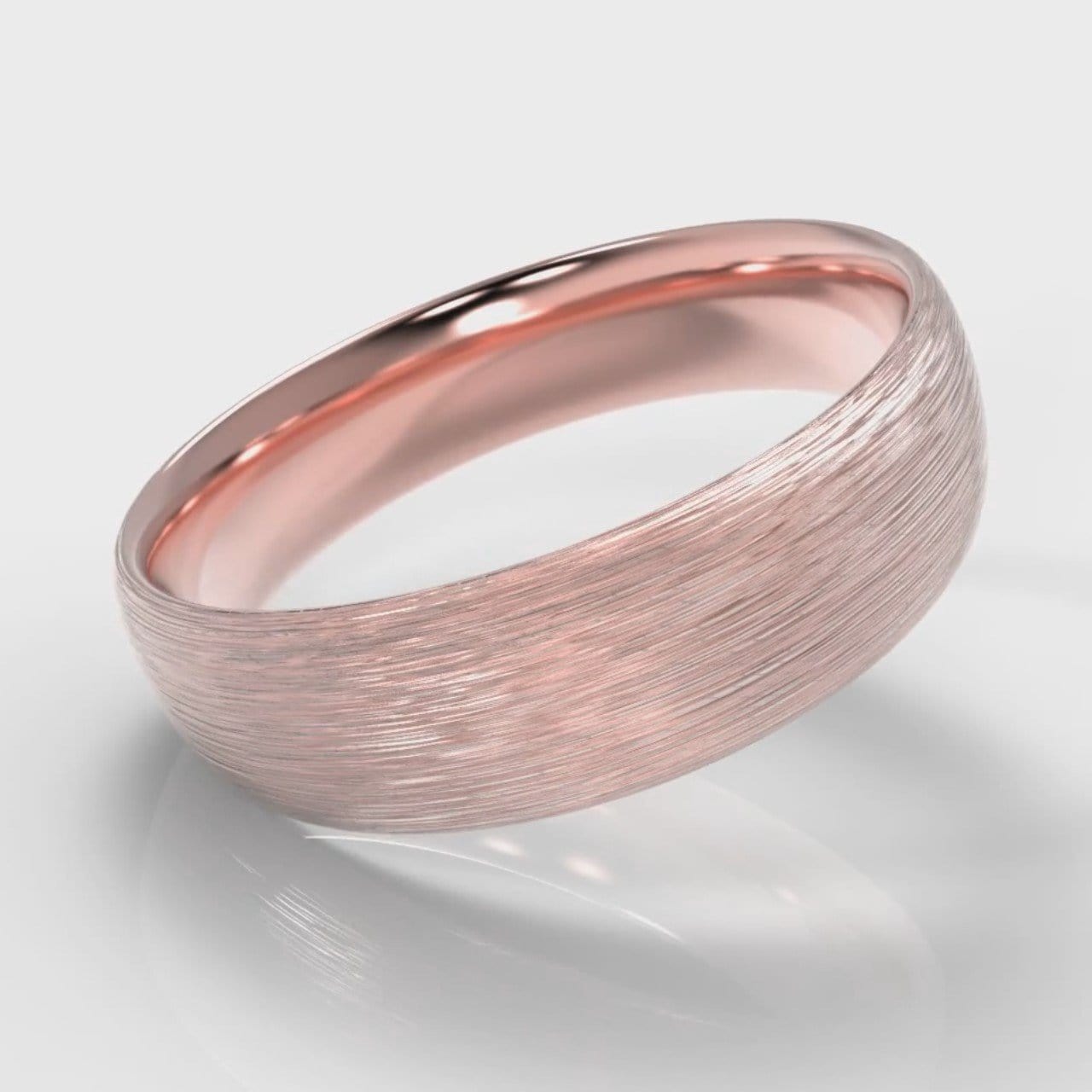 6mm Court Shaped Comfort Fit Brushed Wedding Ring - Rose Gold