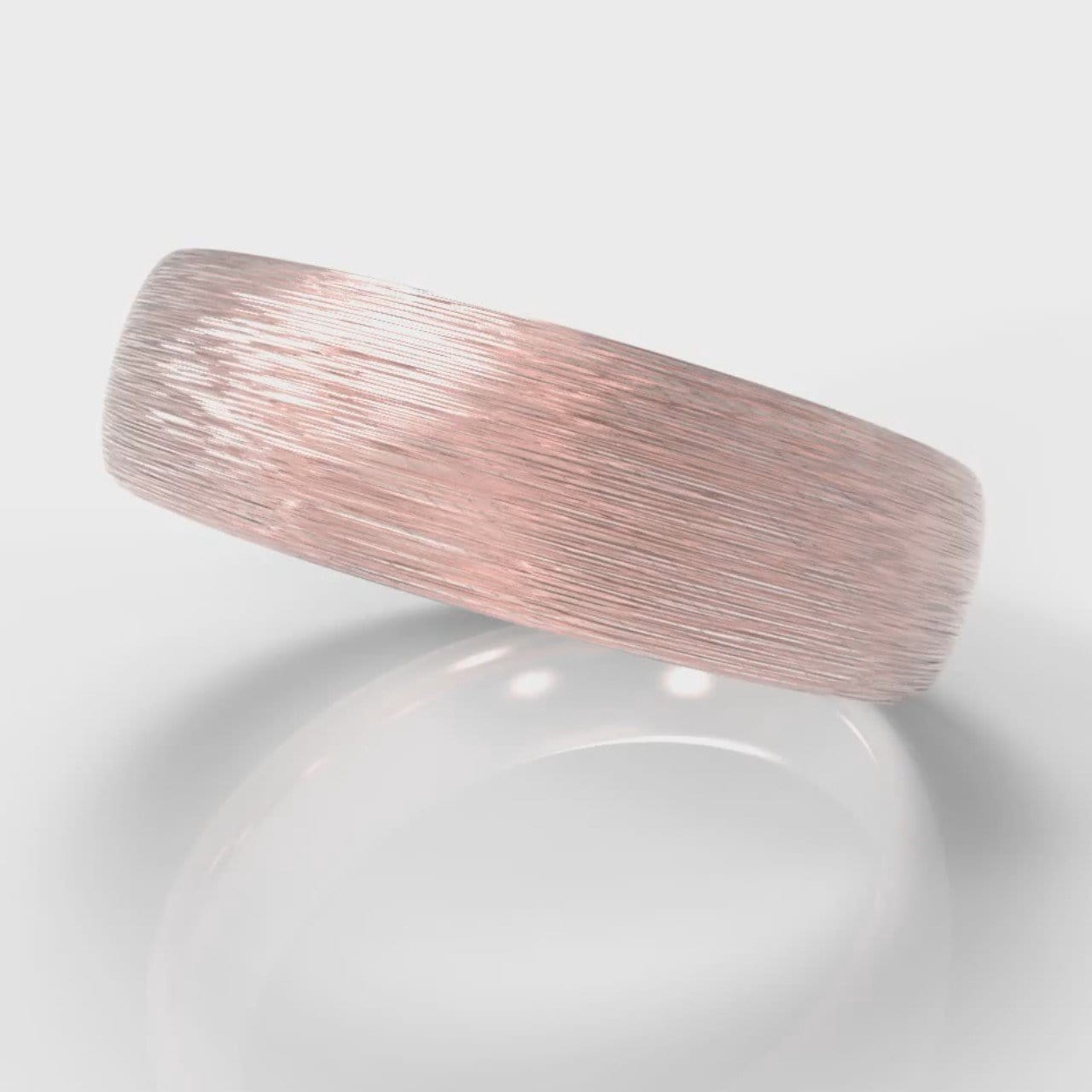 6mm Court Shaped Comfort Fit Brushed Wedding Ring - Rose Gold