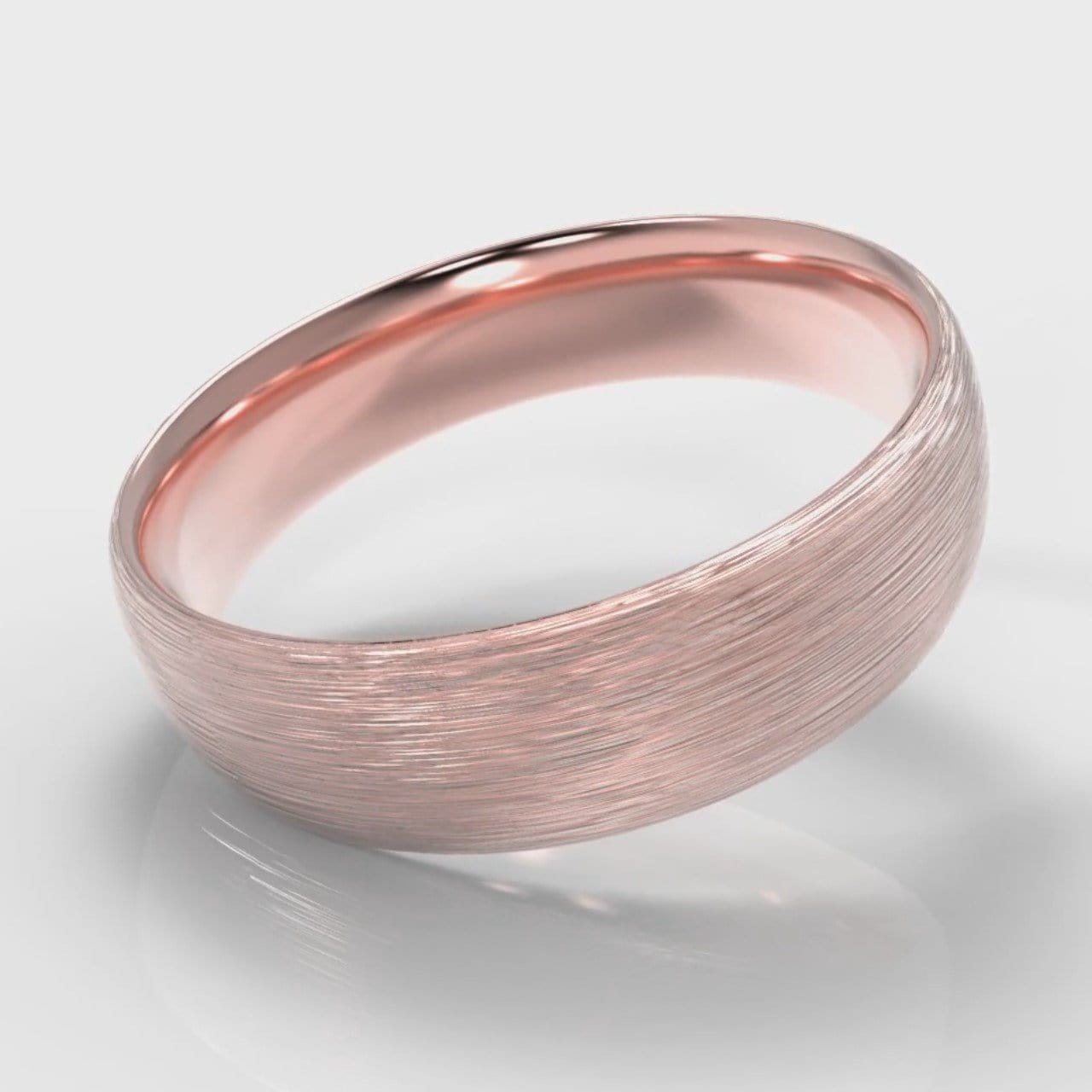 6mm Court Shaped Comfort Fit Brushed Wedding Ring - Rose Gold