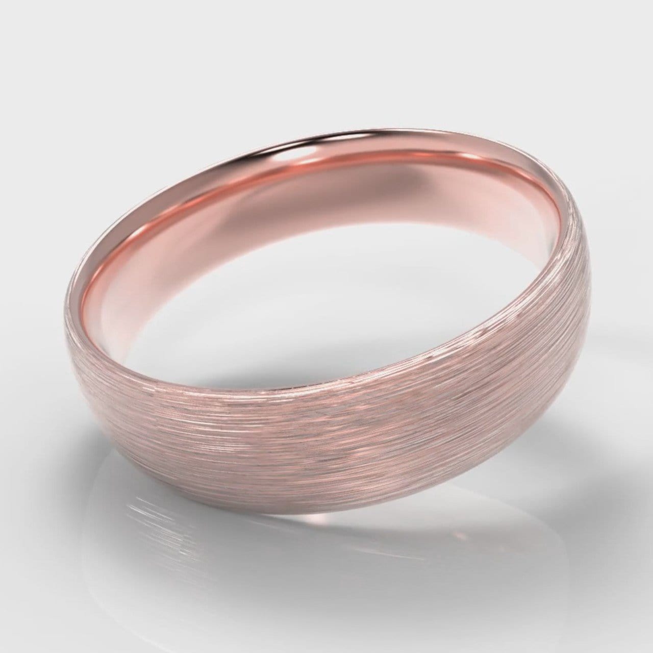6mm Court Shaped Comfort Fit Brushed Wedding Ring - Rose Gold