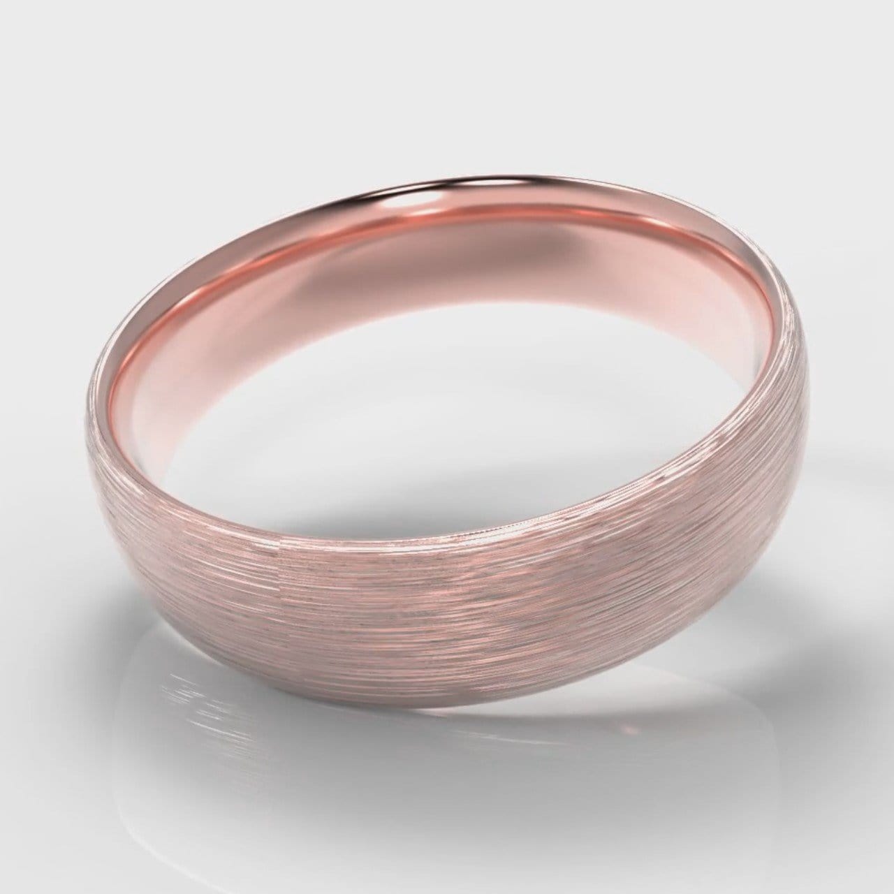 6mm Court Shaped Comfort Fit Brushed Wedding Ring - Rose Gold