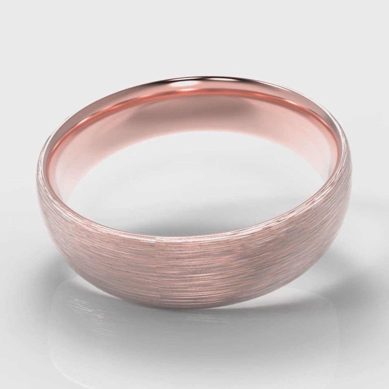 6mm Court Shaped Comfort Fit Brushed Wedding Ring - Rose Gold