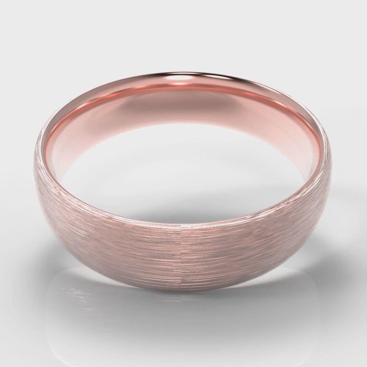 6mm Court Shaped Comfort Fit Brushed Wedding Ring - Rose Gold