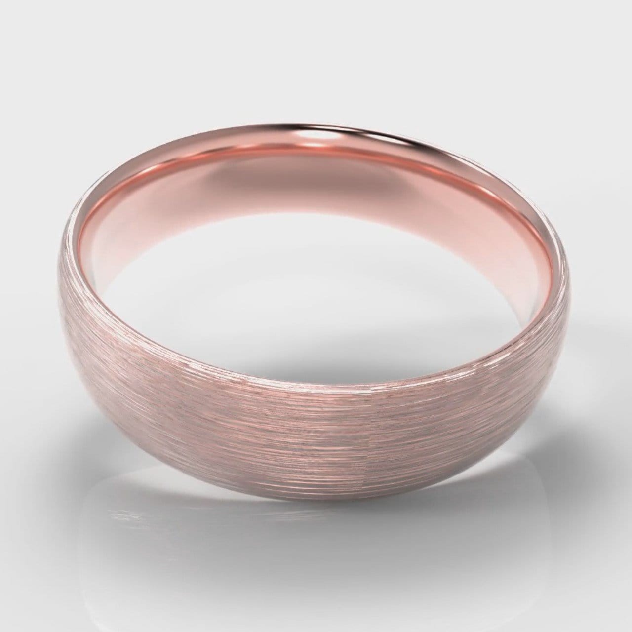 6mm Court Shaped Comfort Fit Brushed Wedding Ring - Rose Gold