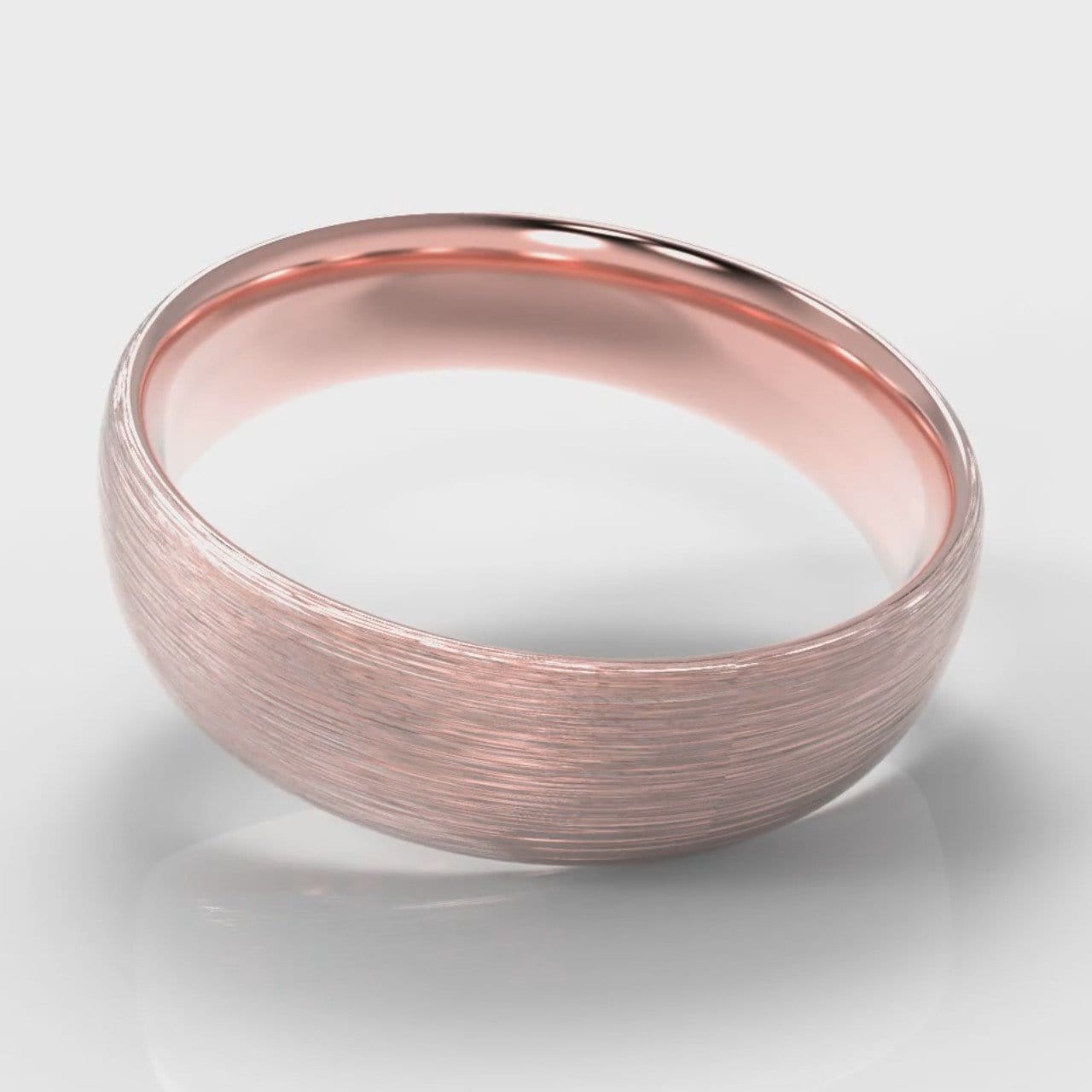6mm Court Shaped Comfort Fit Brushed Wedding Ring - Rose Gold