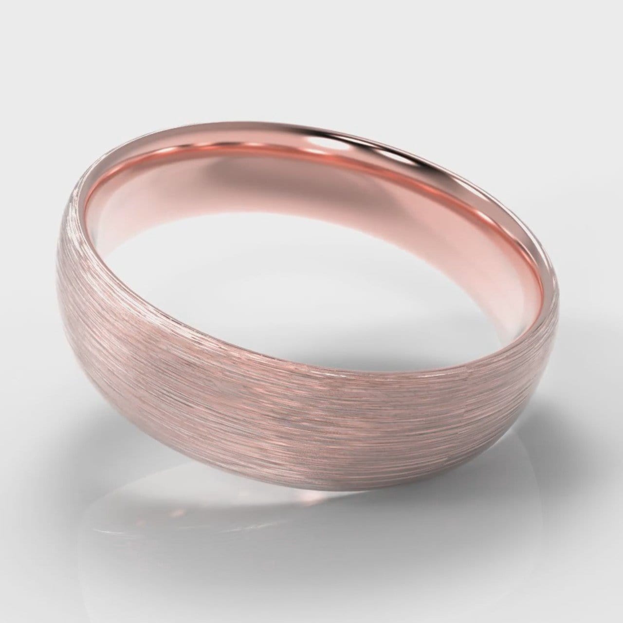 6mm Court Shaped Comfort Fit Brushed Wedding Ring - Rose Gold
