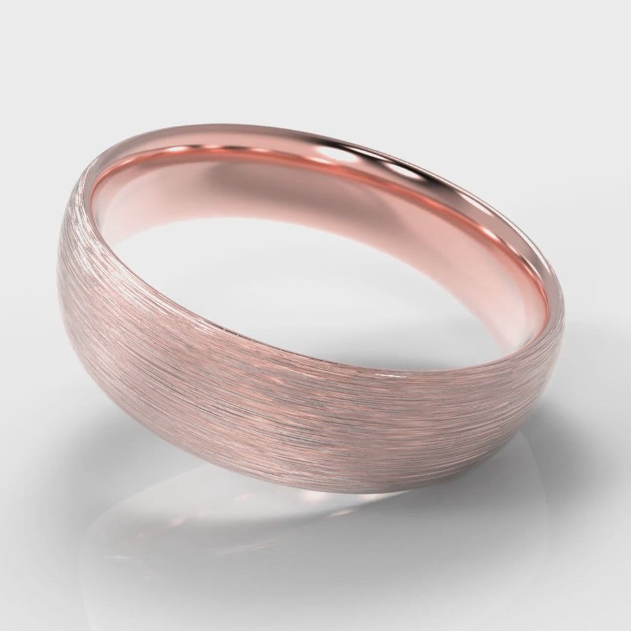 6mm Court Shaped Comfort Fit Brushed Wedding Ring - Rose Gold