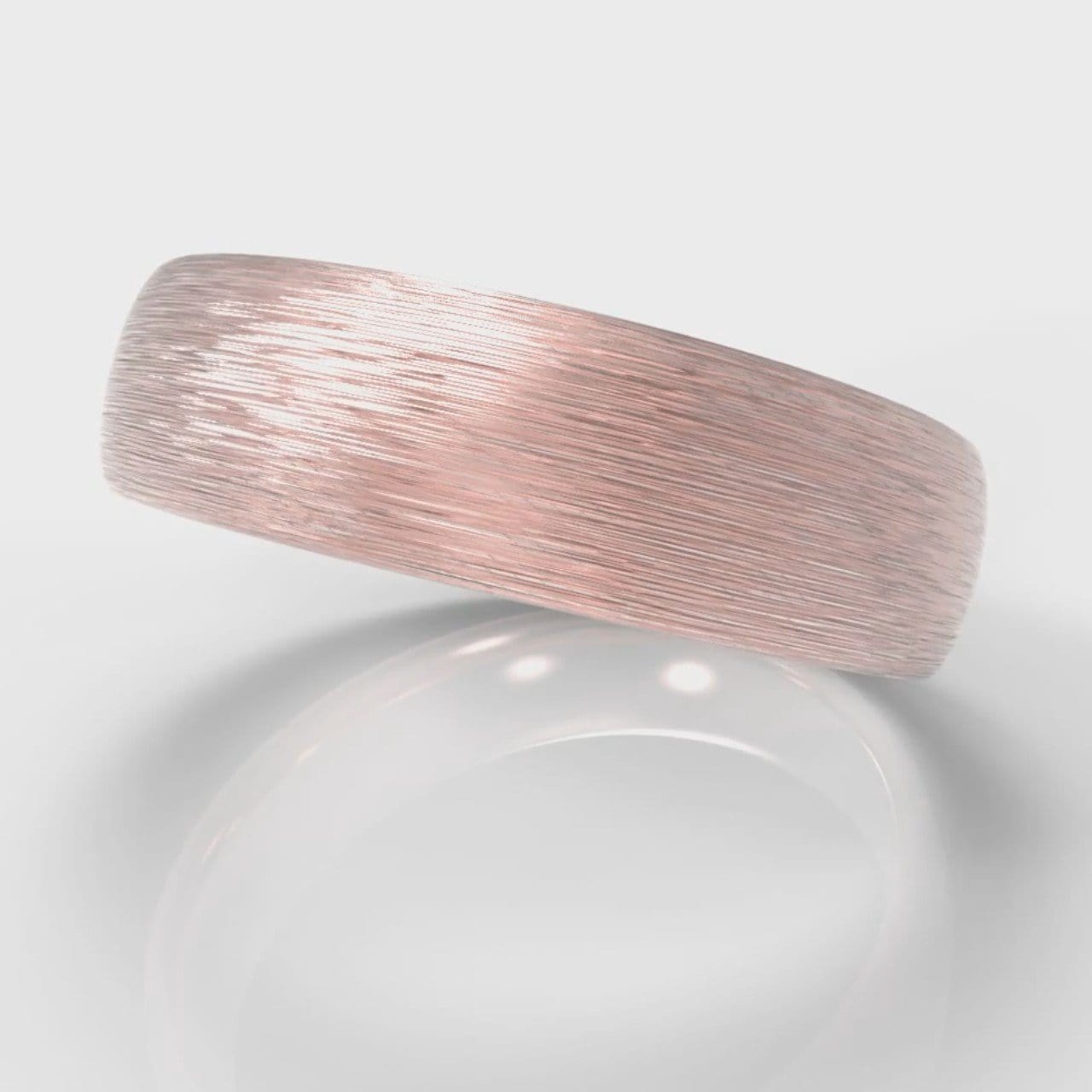 6mm Court Shaped Comfort Fit Brushed Wedding Ring - Rose Gold