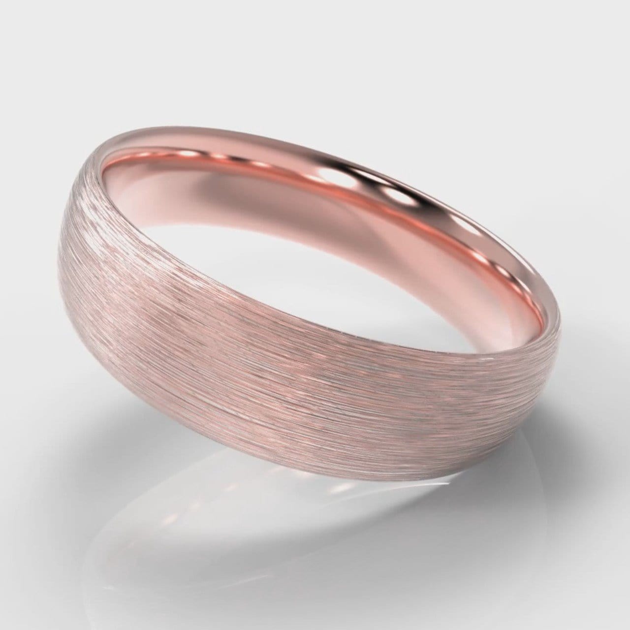 6mm Court Shaped Comfort Fit Brushed Wedding Ring - Rose Gold