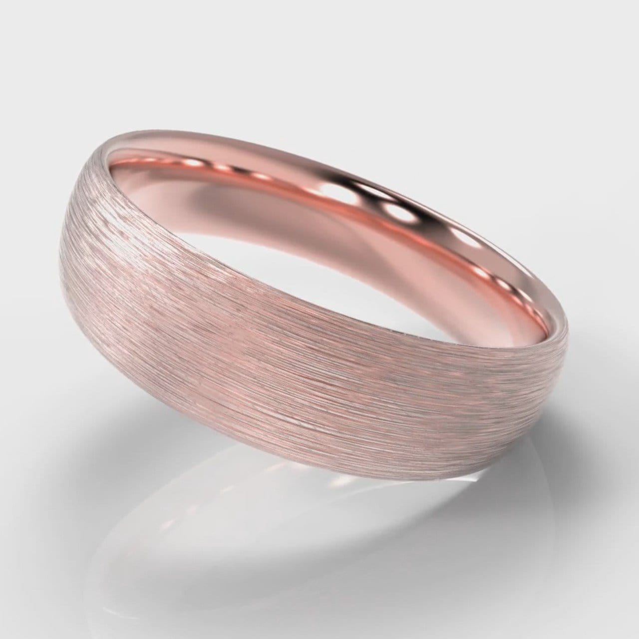 6mm Court Shaped Comfort Fit Brushed Wedding Ring - Rose Gold