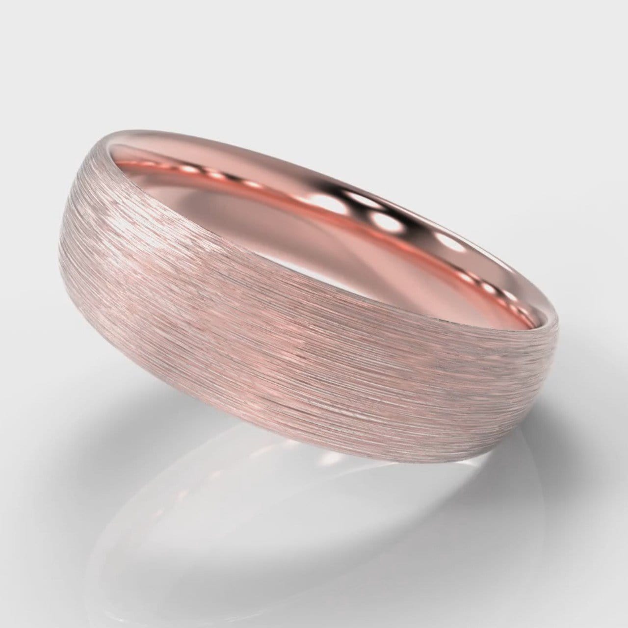 6mm Court Shaped Comfort Fit Brushed Wedding Ring - Rose Gold