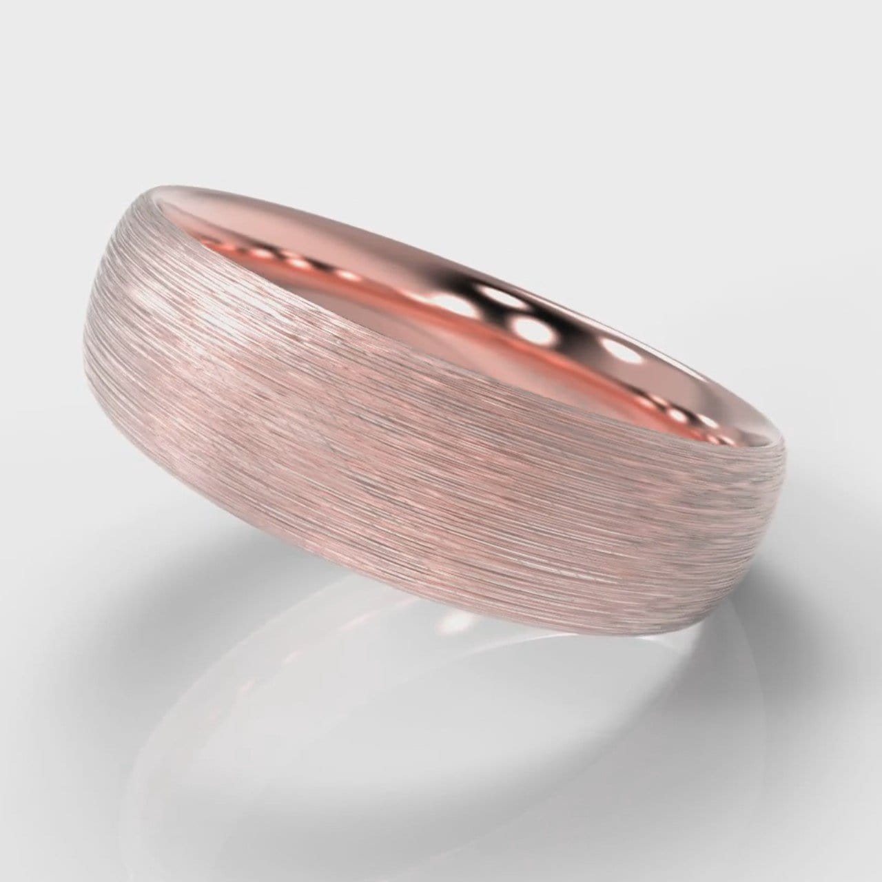 6mm Court Shaped Comfort Fit Brushed Wedding Ring - Rose Gold