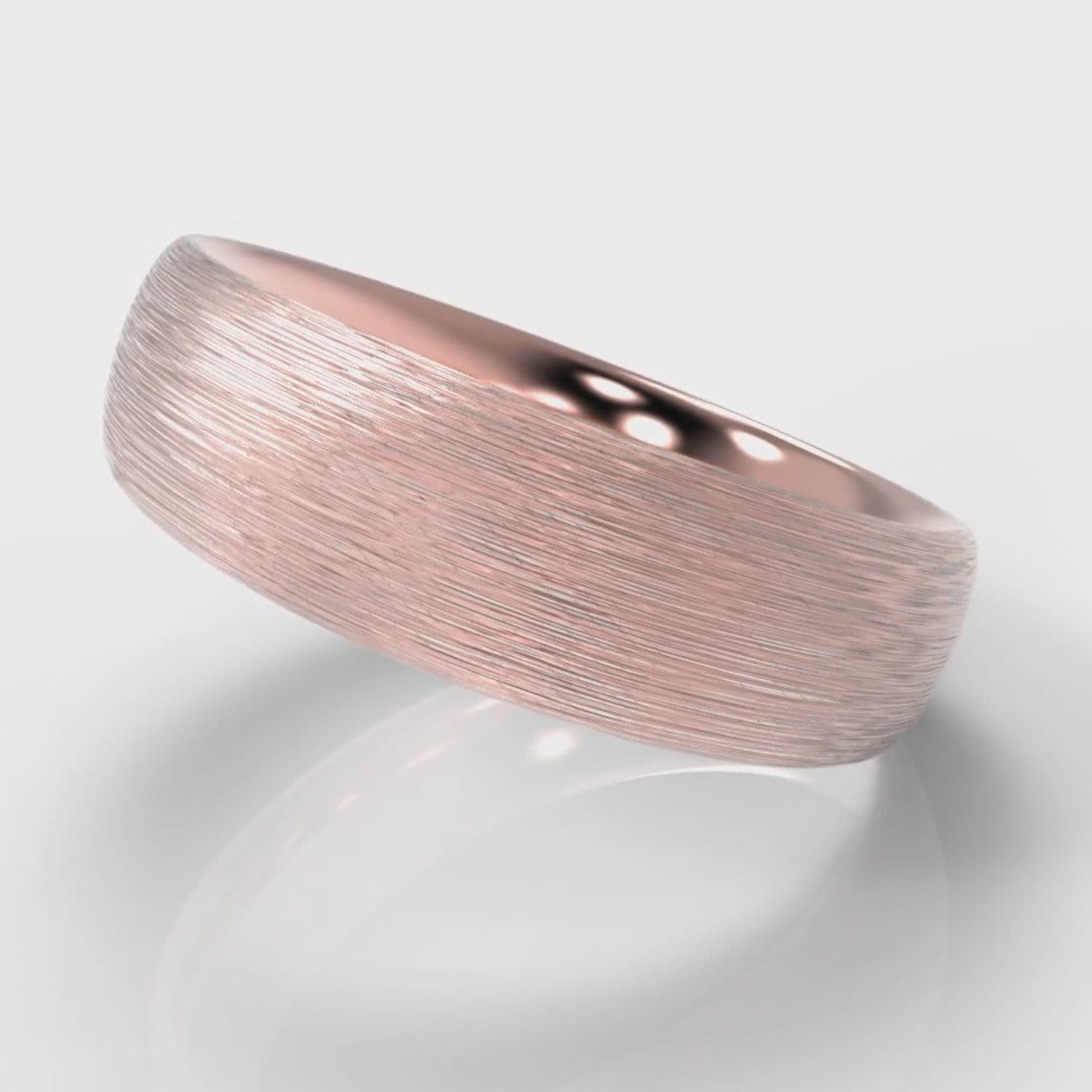 6mm Court Shaped Comfort Fit Brushed Wedding Ring - Rose Gold