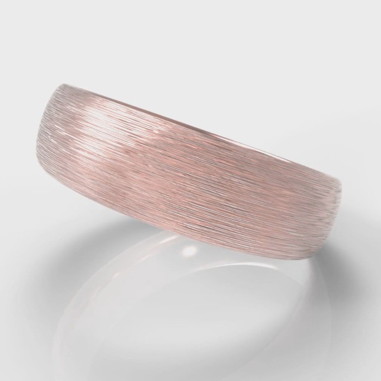 6mm Court Shaped Comfort Fit Brushed Wedding Ring - Rose Gold