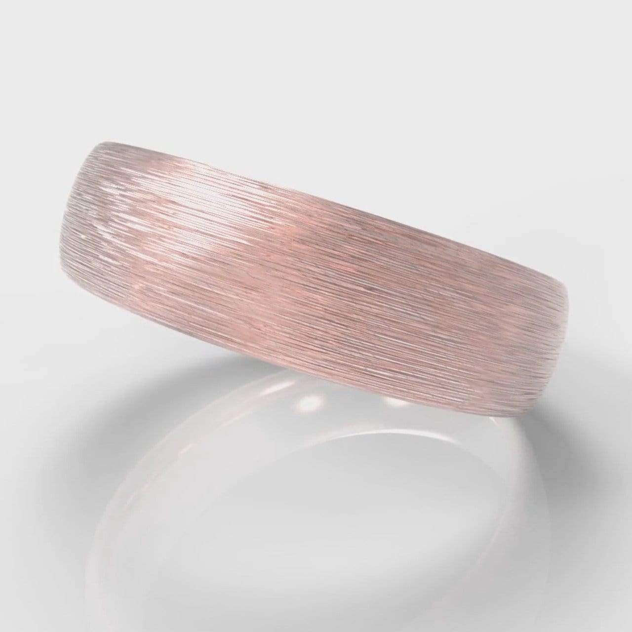 6mm Court Shaped Comfort Fit Brushed Wedding Ring - Rose Gold