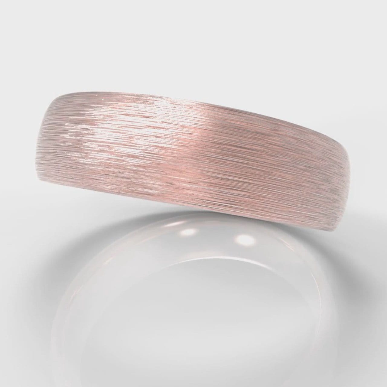 6mm Court Shaped Comfort Fit Brushed Wedding Ring - Rose Gold