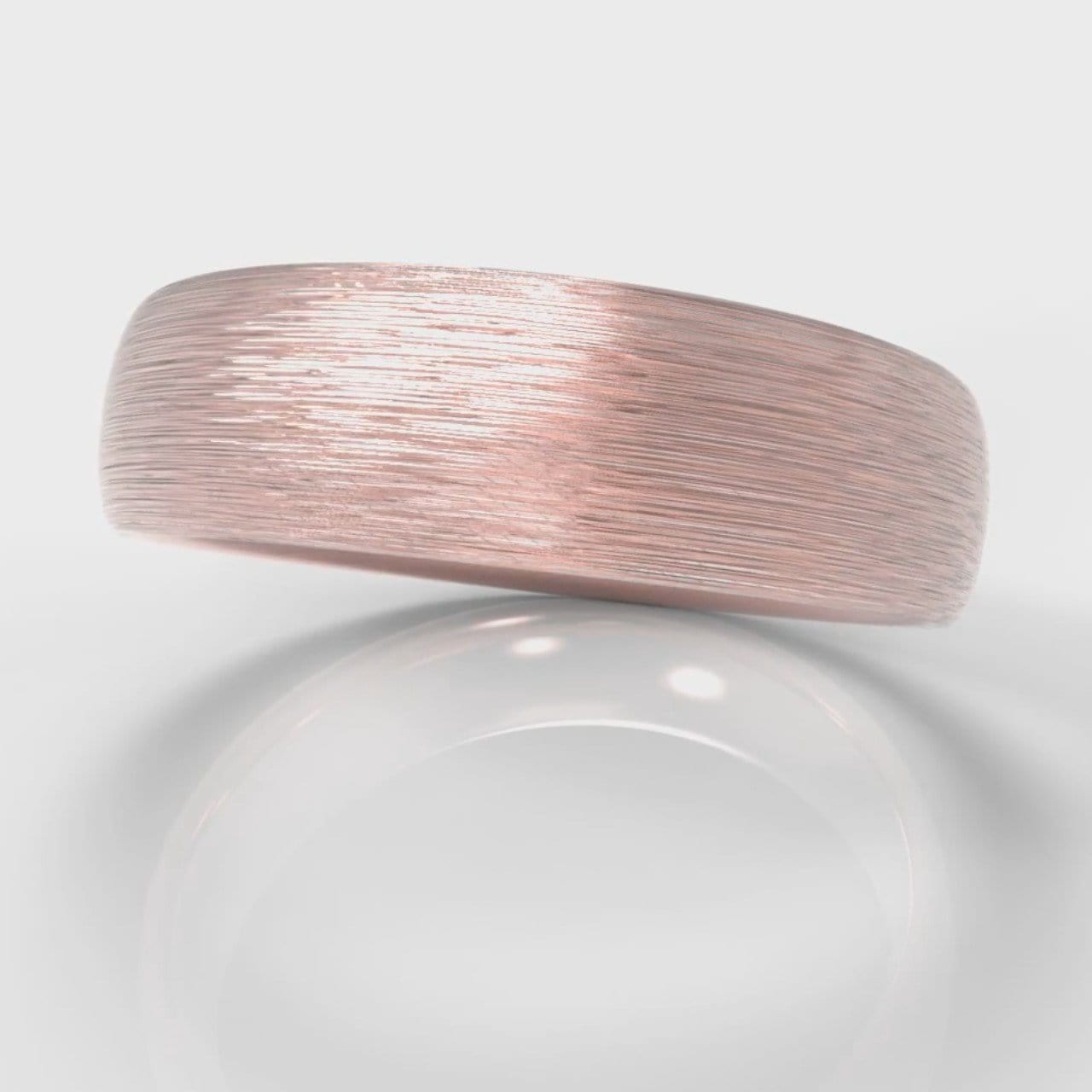 6mm Court Shaped Comfort Fit Brushed Wedding Ring - Rose Gold