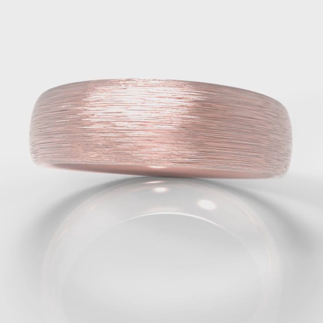 6mm Court Shaped Comfort Fit Brushed Wedding Ring - Rose Gold