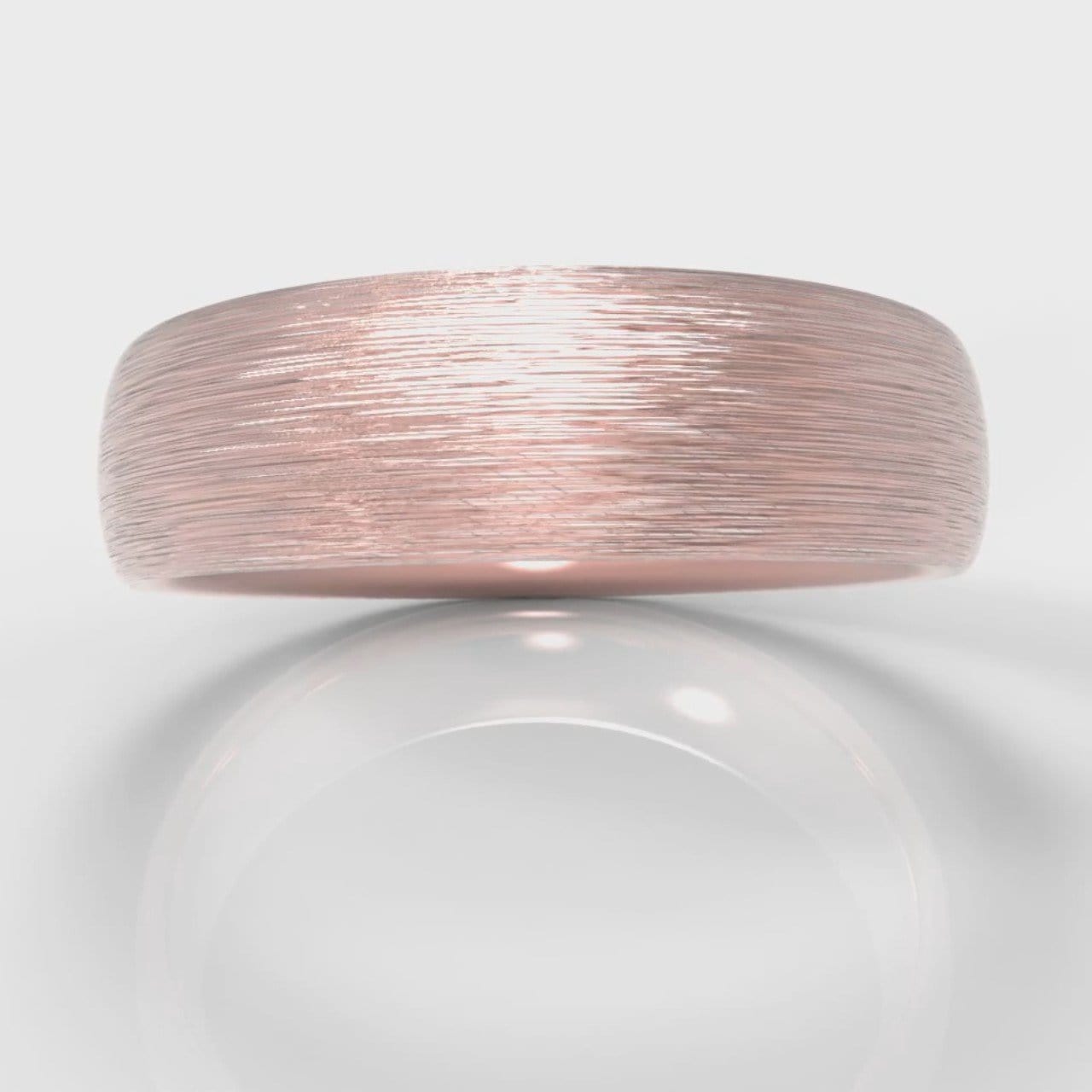 6mm Court Shaped Comfort Fit Brushed Wedding Ring - Rose Gold
