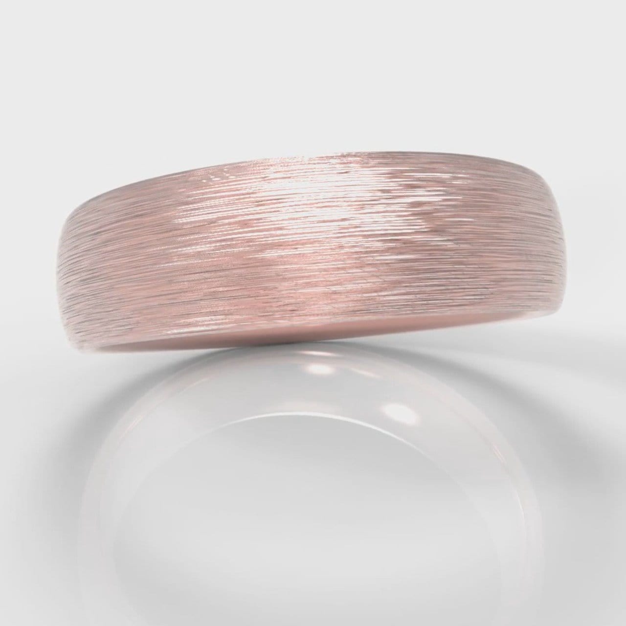 6mm Court Shaped Comfort Fit Brushed Wedding Ring - Rose Gold
