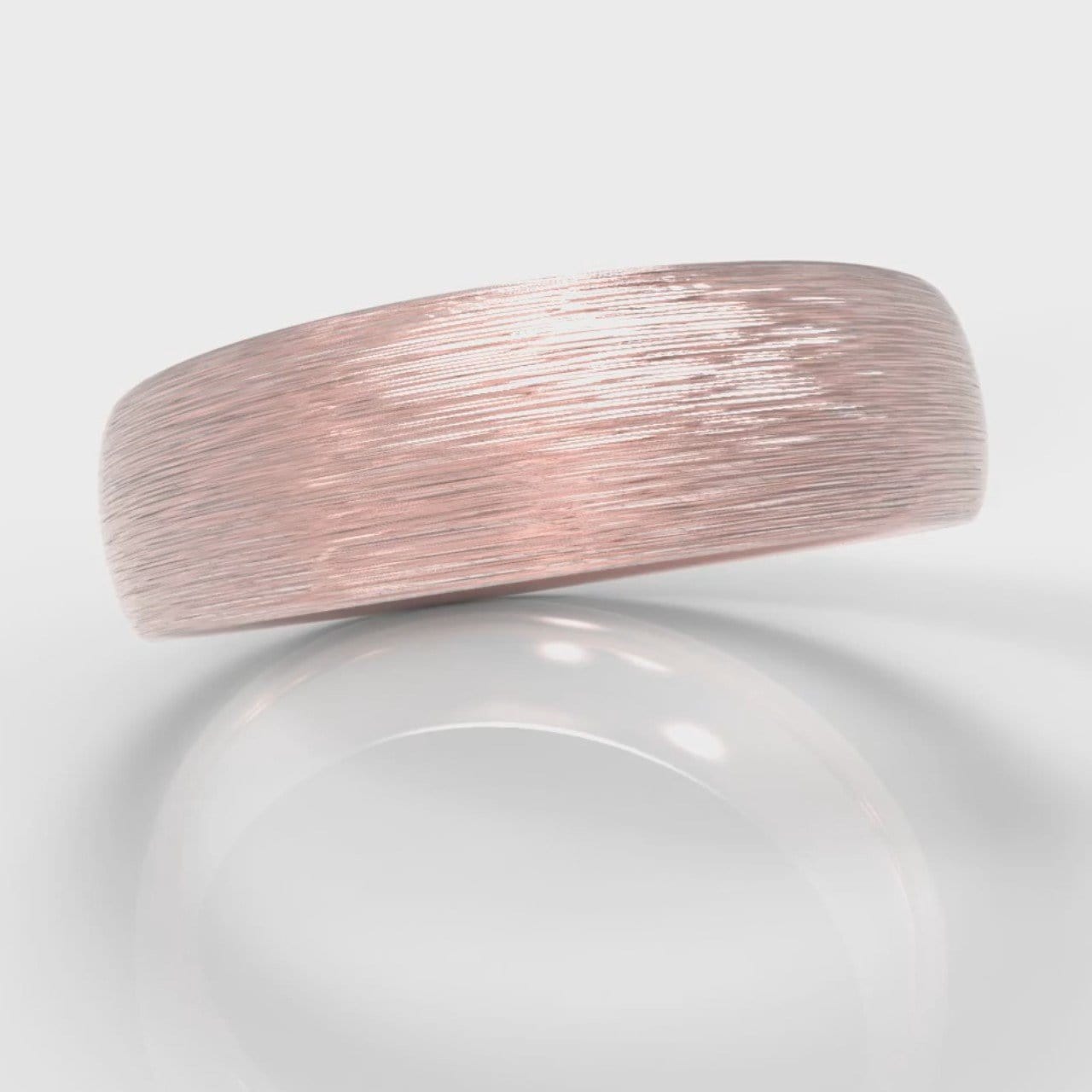 6mm Court Shaped Comfort Fit Brushed Wedding Ring - Rose Gold