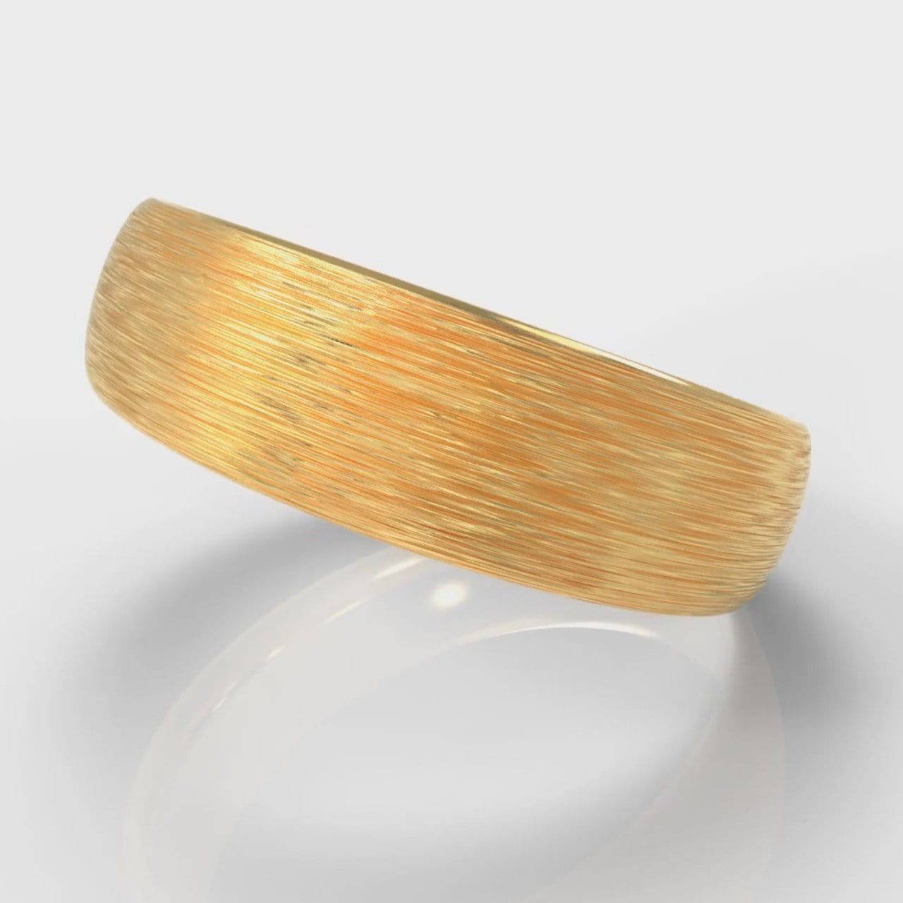 6mm Court Shaped Comfort Fit Brushed Wedding Ring - Yellow Gold