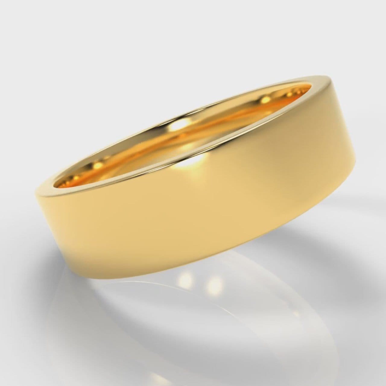 6mm Flat Top Comfort Fit Wedding Ring - Yellow Gold
