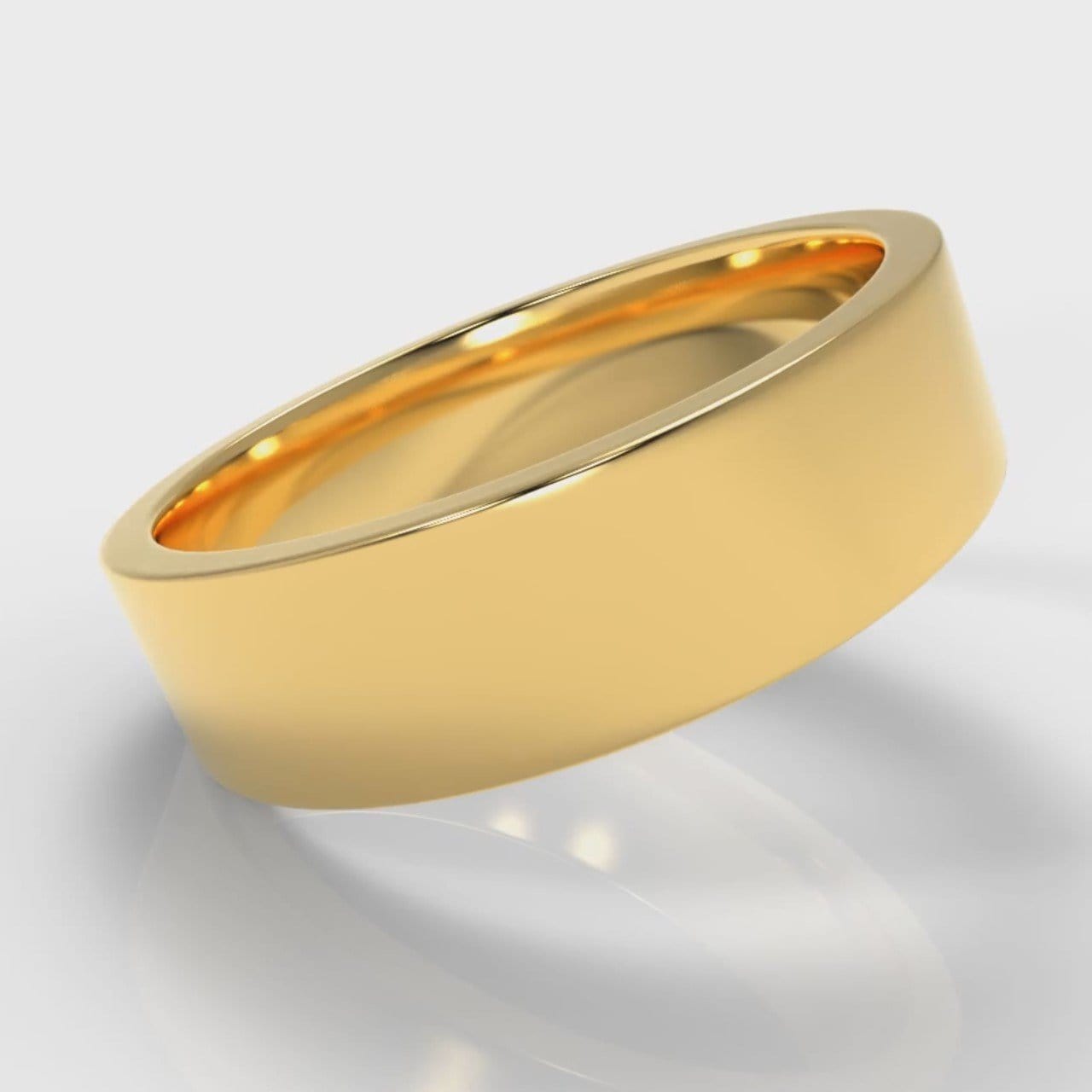 6mm Flat Top Comfort Fit Wedding Ring - Yellow Gold