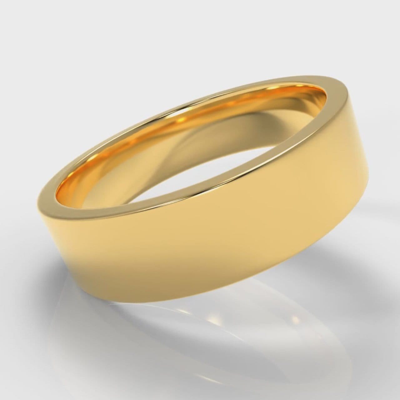 6mm Flat Top Comfort Fit Wedding Ring - Yellow Gold