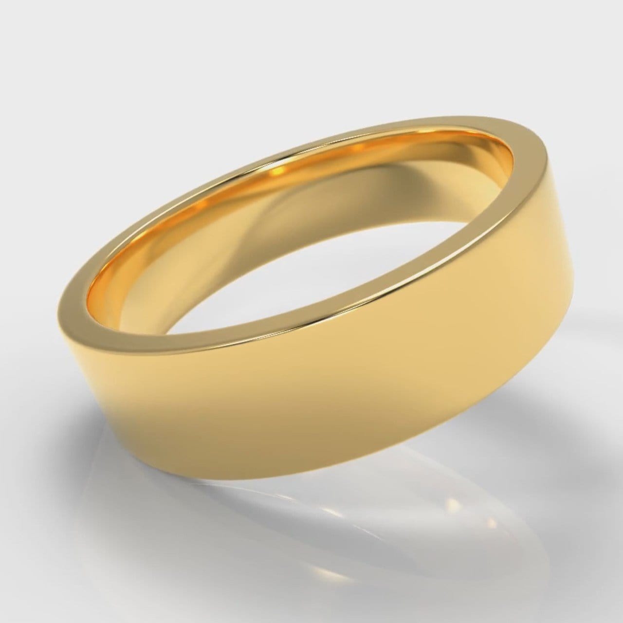6mm Flat Top Comfort Fit Wedding Ring - Yellow Gold