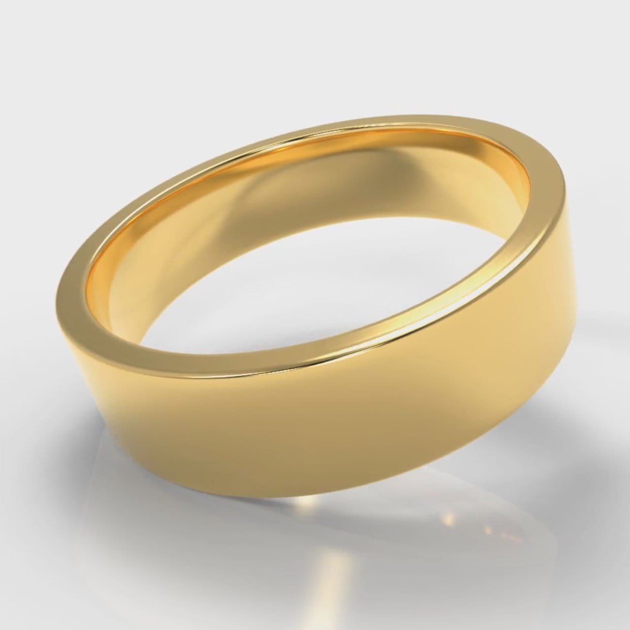 6mm Flat Top Comfort Fit Wedding Ring - Yellow Gold