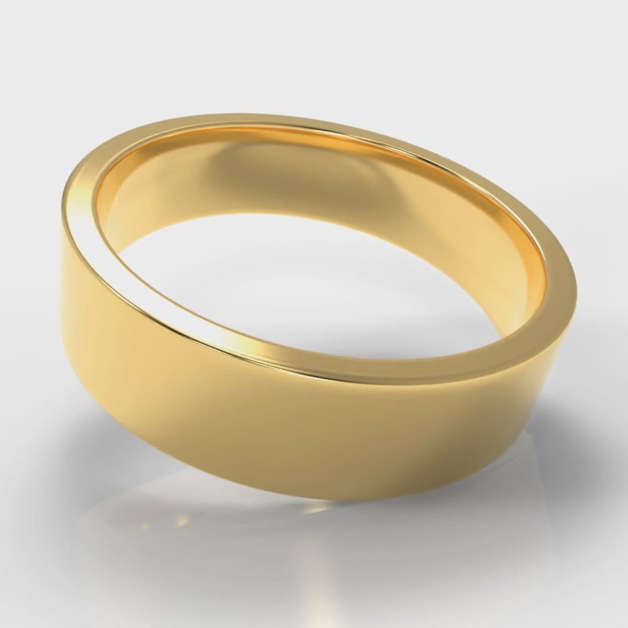 6mm Flat Top Comfort Fit Wedding Ring - Yellow Gold