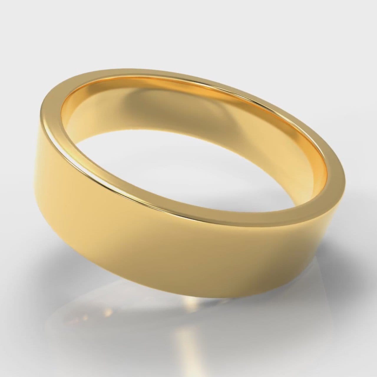6mm Flat Top Comfort Fit Wedding Ring - Yellow Gold