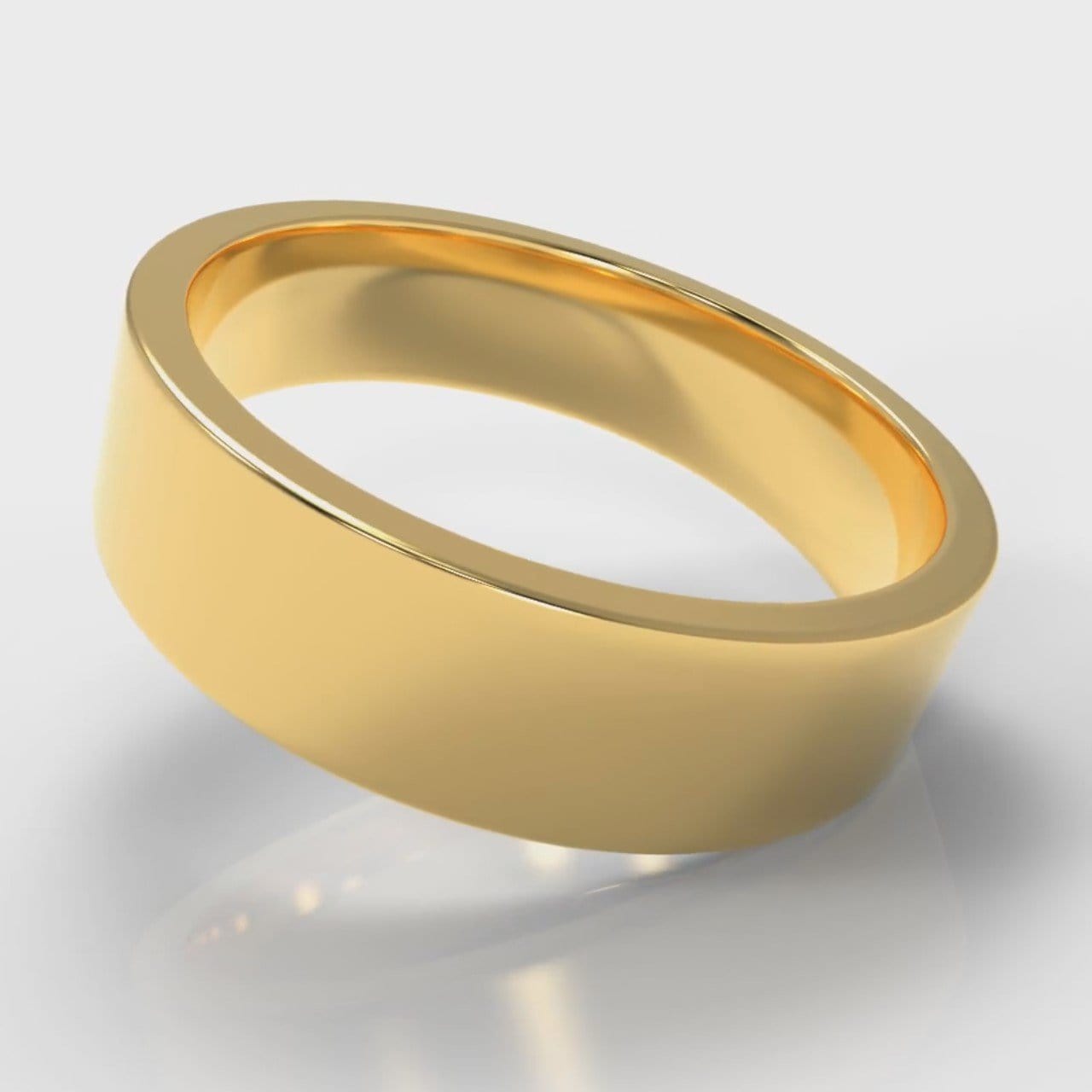 6mm Flat Top Comfort Fit Wedding Ring - Yellow Gold