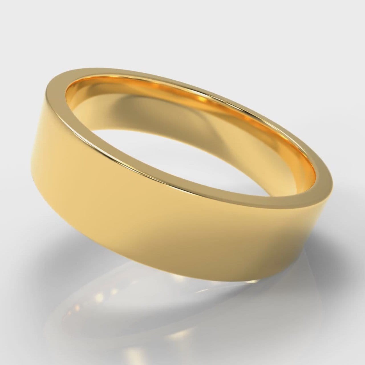 6mm Flat Top Comfort Fit Wedding Ring - Yellow Gold