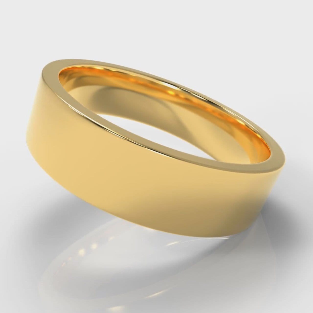 6mm Flat Top Comfort Fit Wedding Ring - Yellow Gold