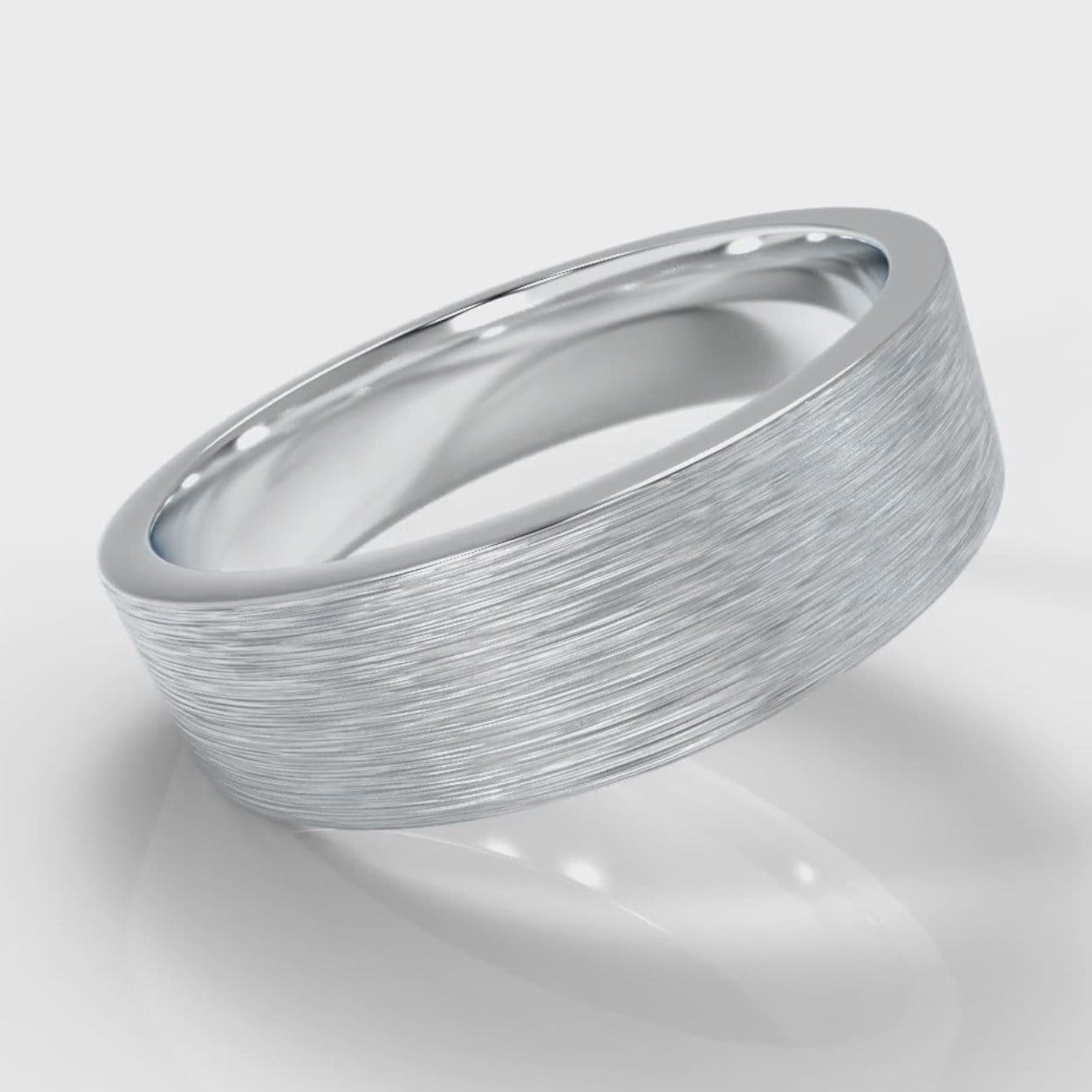 6mm Flat Top Comfort Fit Brushed Wedding Ring