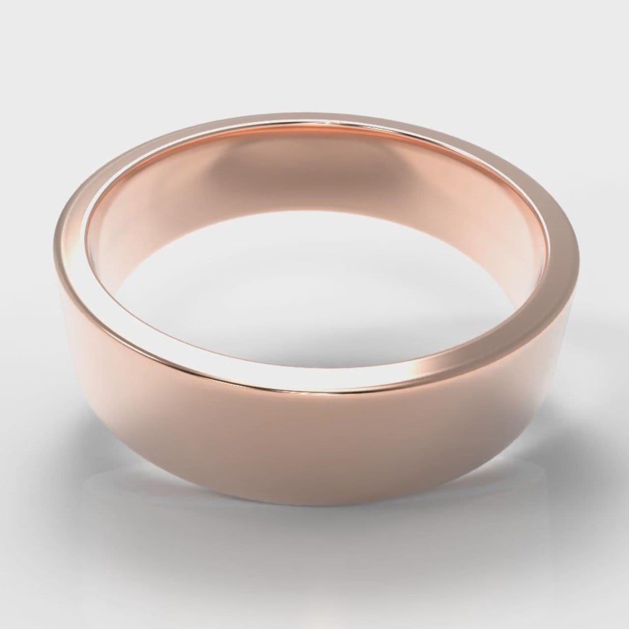 6mm Flat Top Comfort Fit Wedding Ring - Rose Gold