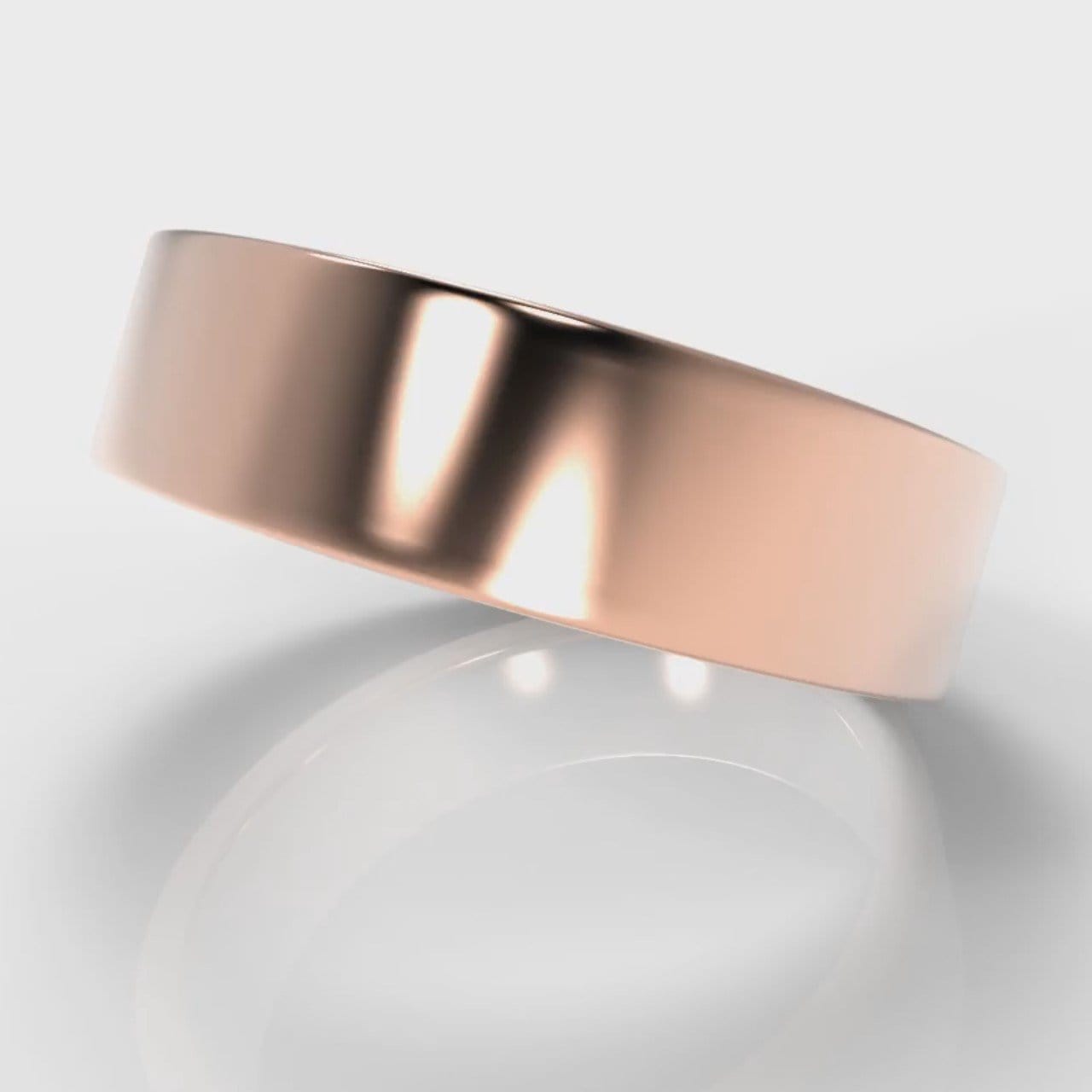 6mm Flat Top Comfort Fit Wedding Ring - Rose Gold