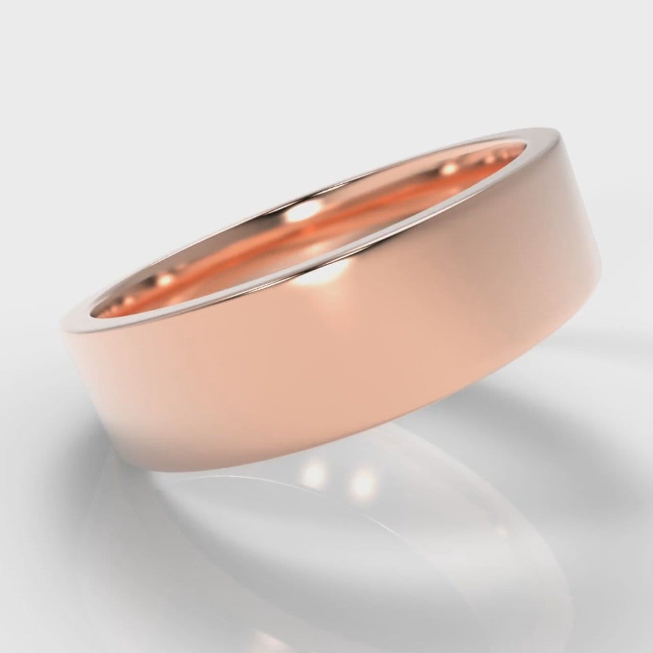 6mm Flat Top Comfort Fit Wedding Ring - Rose Gold