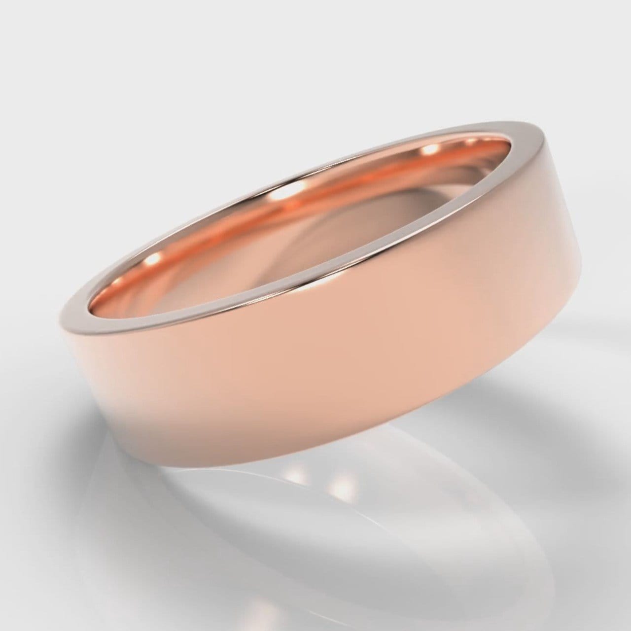6mm Flat Top Comfort Fit Wedding Ring - Rose Gold