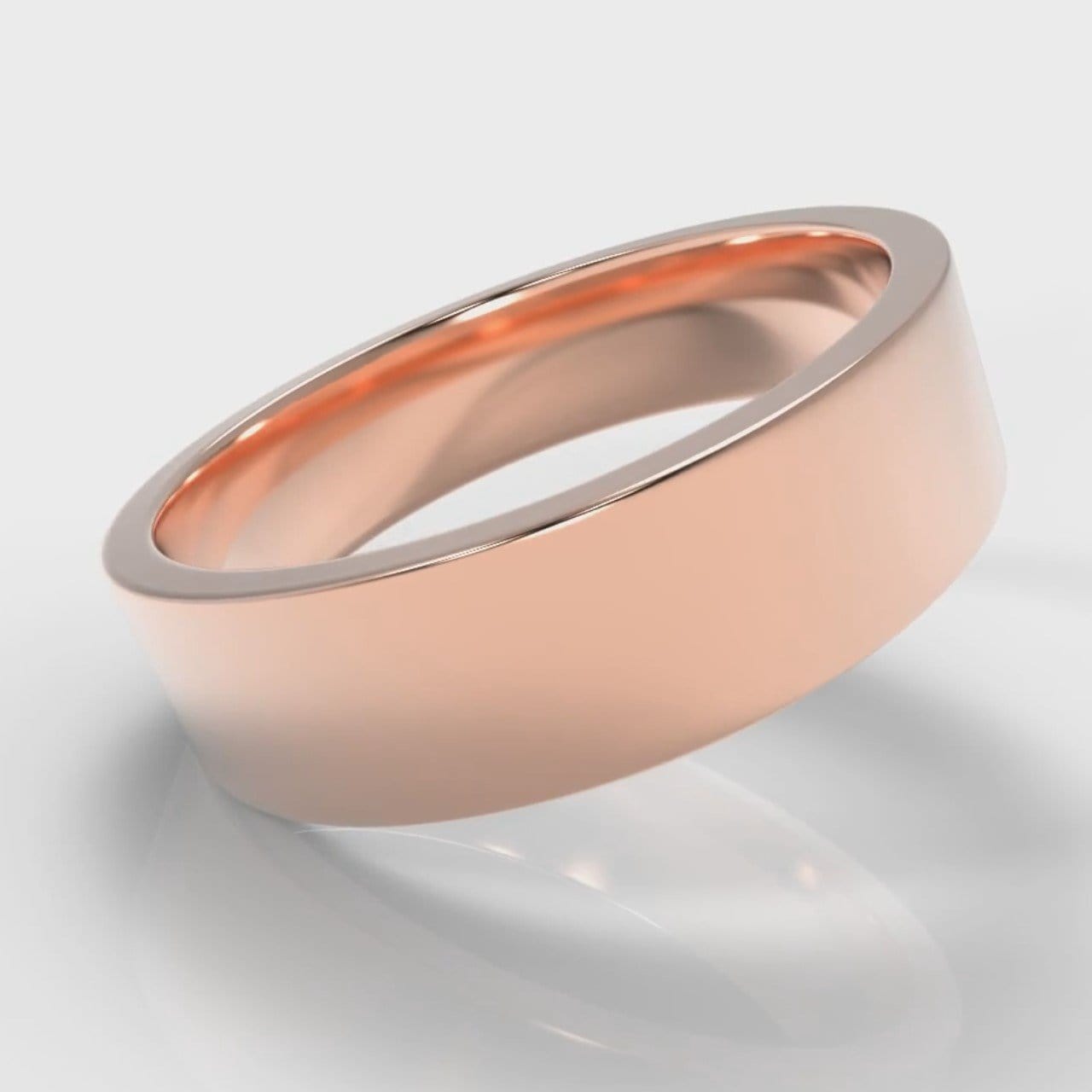 6mm Flat Top Comfort Fit Wedding Ring - Rose Gold