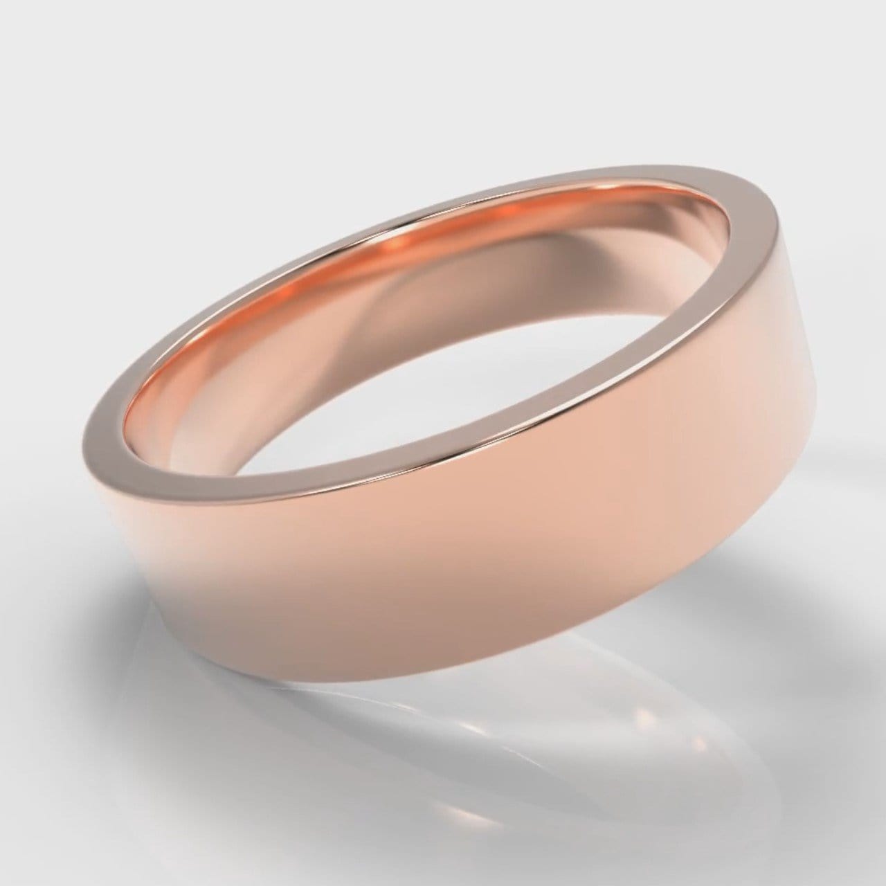 6mm Flat Top Comfort Fit Wedding Ring - Rose Gold